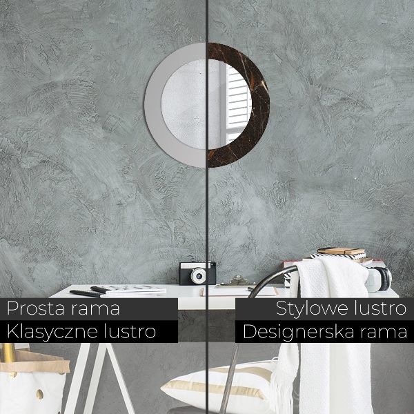 Miroir rond imprimé Marbre brun