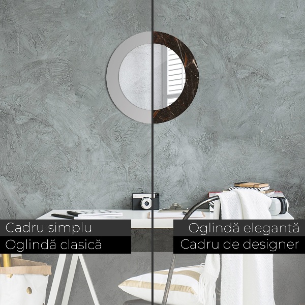 Miroir rond imprimé Marbre brun
