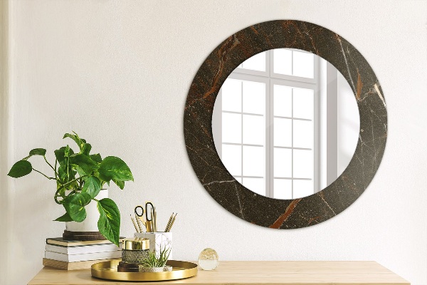 Miroir rond imprimé Marbre brun