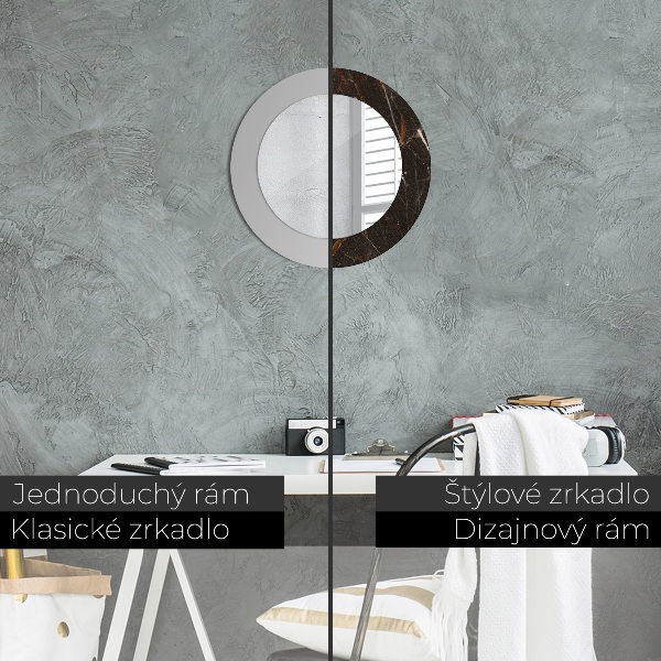 Miroir rond imprimé Marbre brun