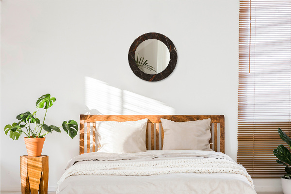 Miroir rond imprimé Marbre brun