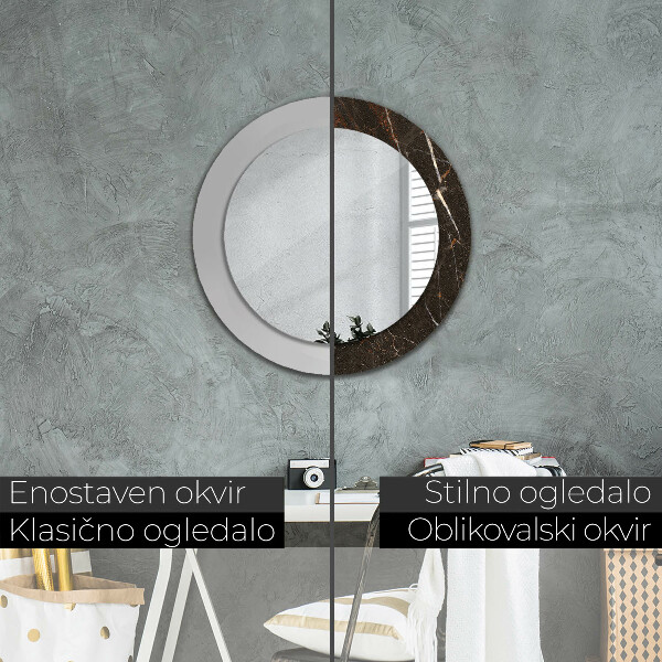 Miroir rond imprimé Marbre brun