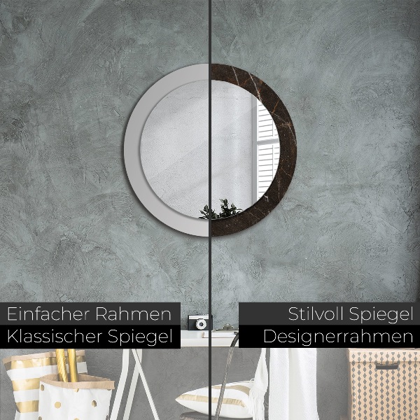Miroir rond imprimé Marbre brun