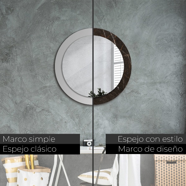 Miroir rond imprimé Marbre brun