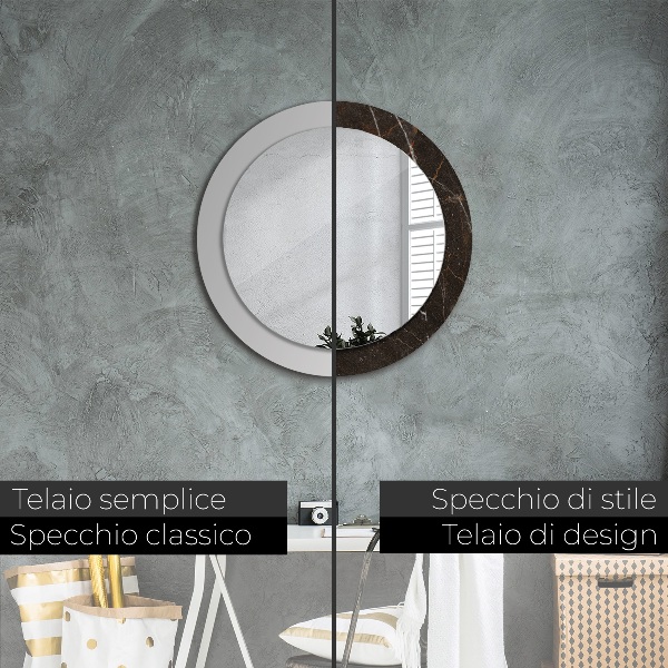 Miroir rond imprimé Marbre brun
