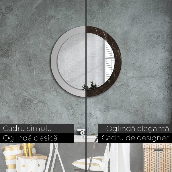 Miroir rond imprimé Marbre brun
