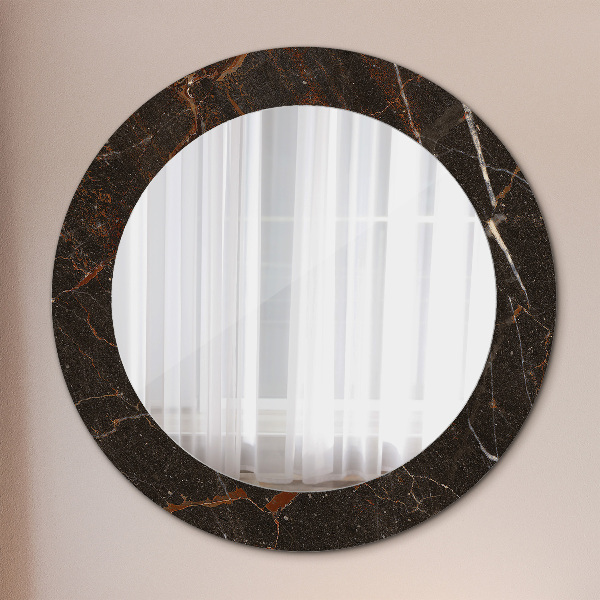 Miroir rond imprimé Marbre brun