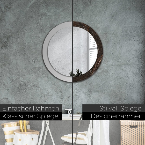 Miroir rond imprimé Marbre brun