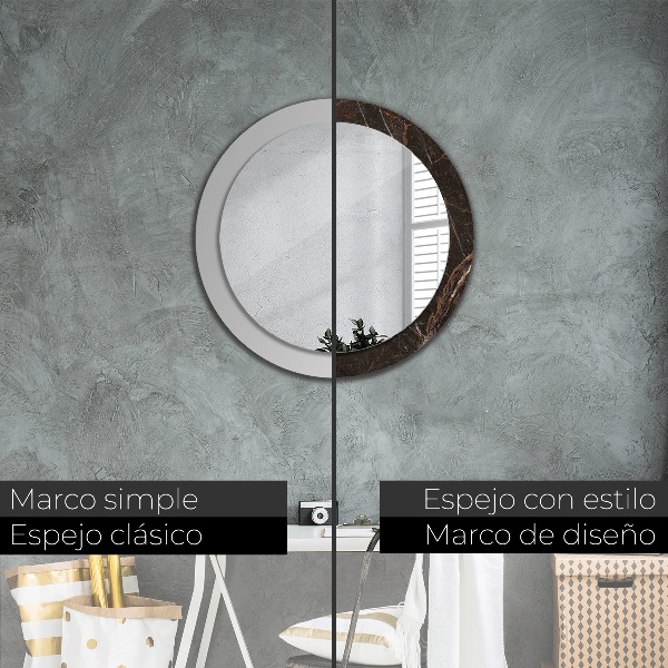 Miroir rond imprimé Marbre brun