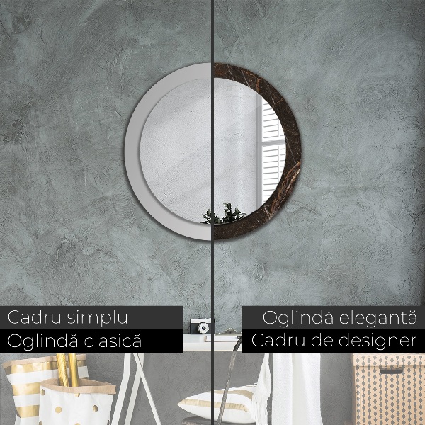 Miroir rond imprimé Marbre brun
