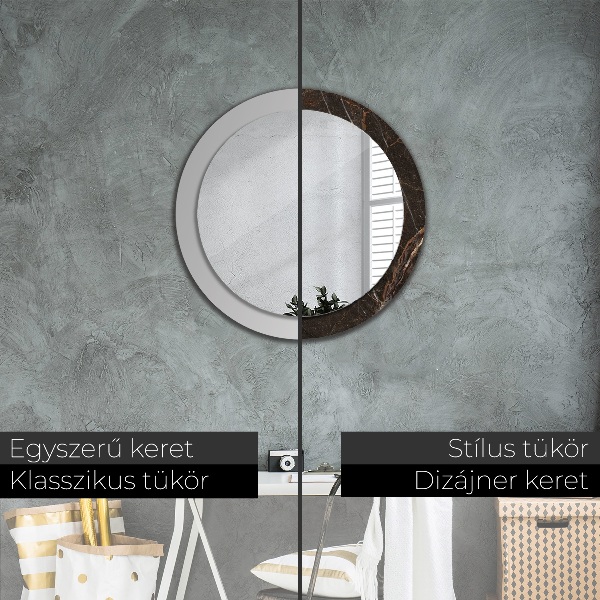 Miroir rond imprimé Marbre brun