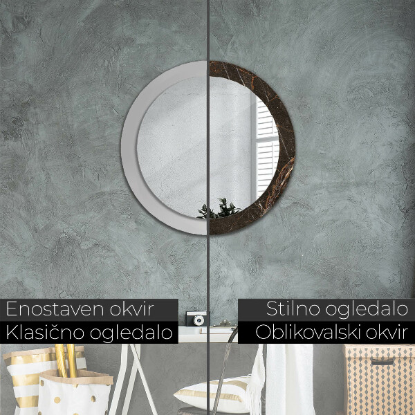 Miroir rond imprimé Marbre brun