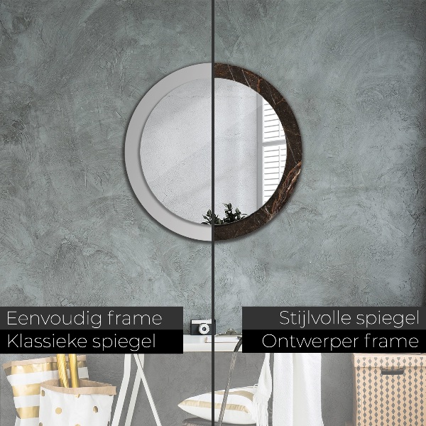 Miroir rond imprimé Marbre brun