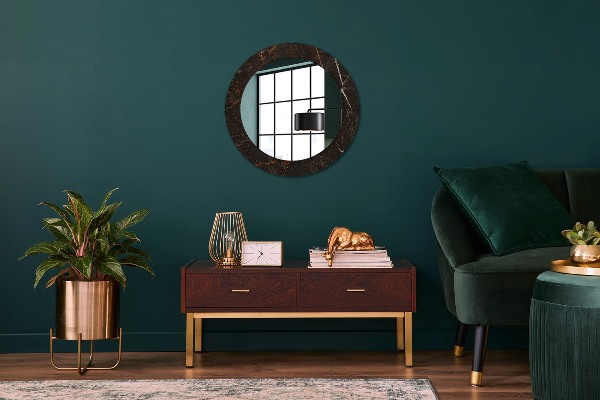 Miroir rond imprimé Marbre brun