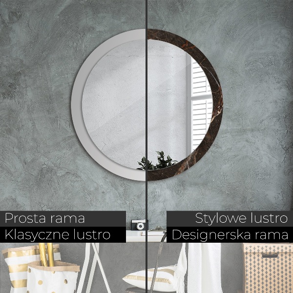 Miroir rond imprimé Marbre brun
