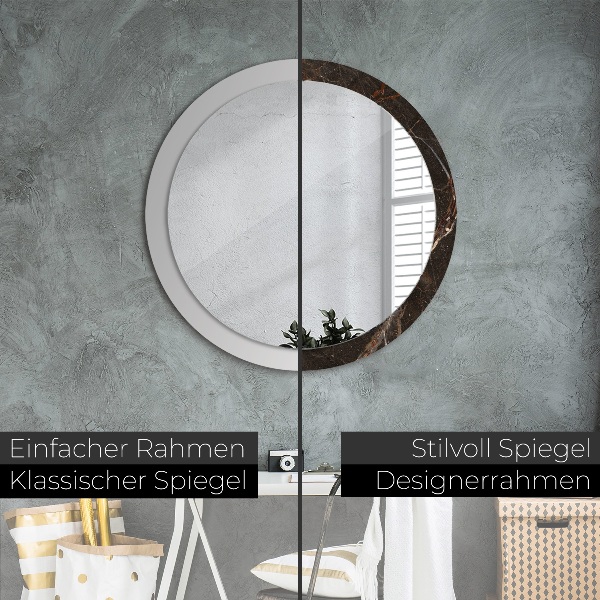 Miroir rond imprimé Marbre brun