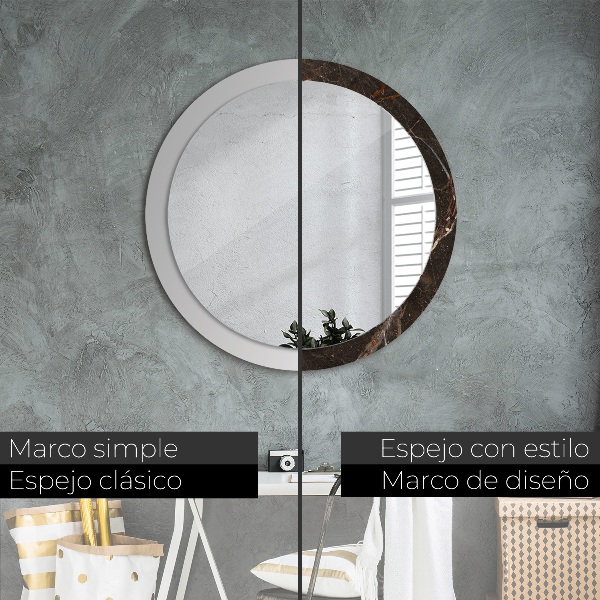 Miroir rond imprimé Marbre brun