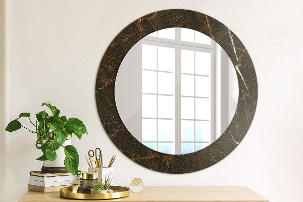 Miroir rond imprimé Marbre brun