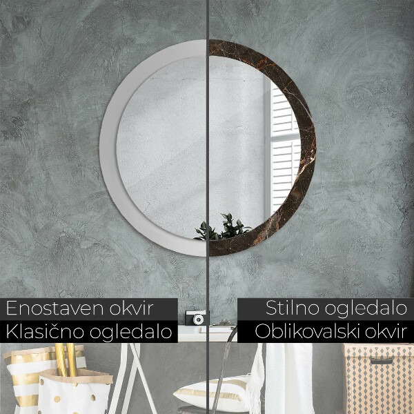 Miroir rond imprimé Marbre brun
