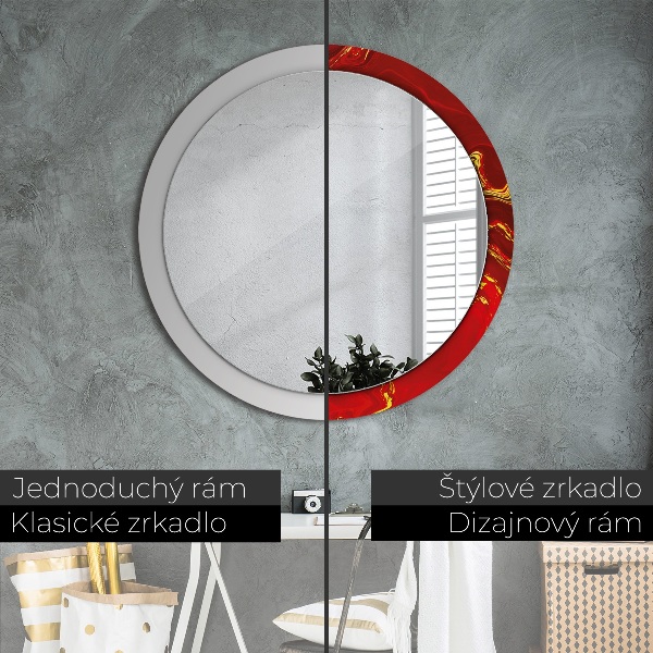Miroir rond imprimé Marbre rouge