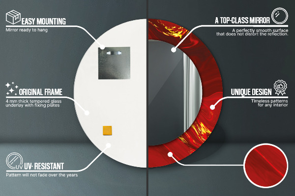 Miroir rond imprimé Marbre rouge