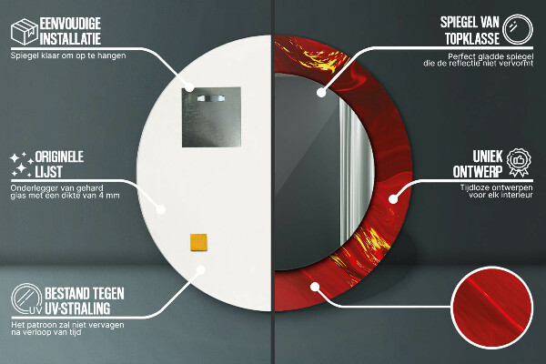 Miroir rond imprimé Marbre rouge