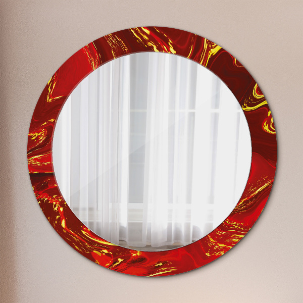 Miroir rond imprimé Marbre rouge