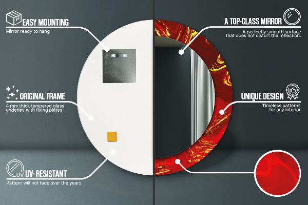 Miroir rond imprimé Marbre rouge