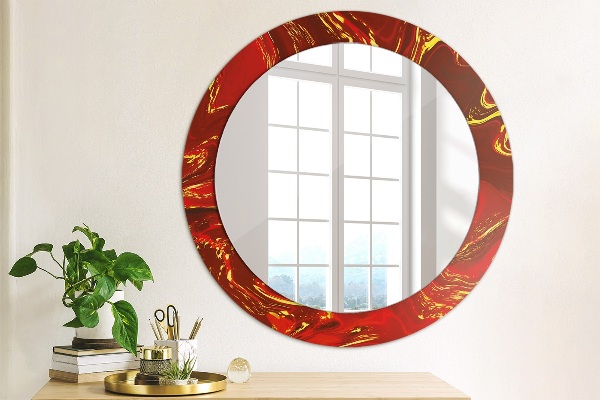 Miroir rond imprimé Marbre rouge