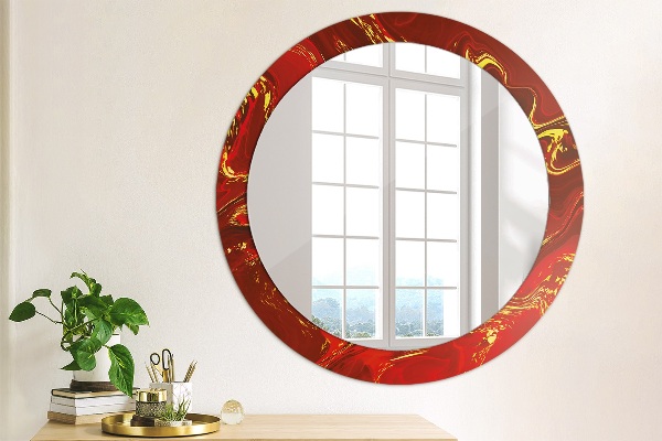 Miroir rond imprimé Marbre rouge