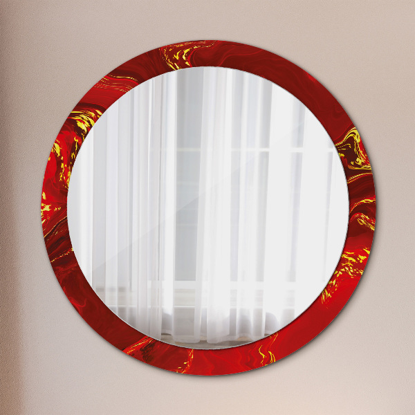 Miroir rond imprimé Marbre rouge