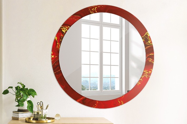 Miroir rond imprimé Marbre rouge