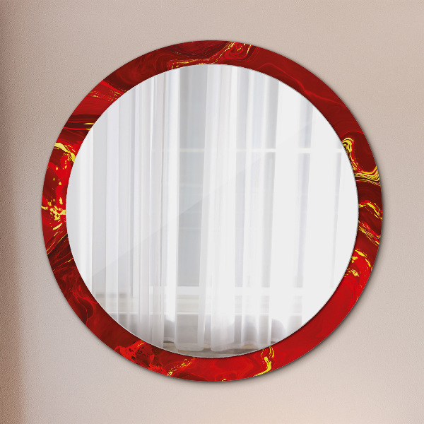 Miroir rond imprimé Marbre rouge