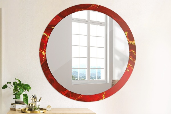 Miroir rond imprimé Marbre rouge