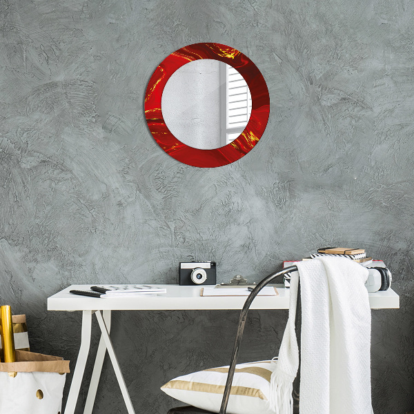 Miroir rond imprimé Marbre rouge