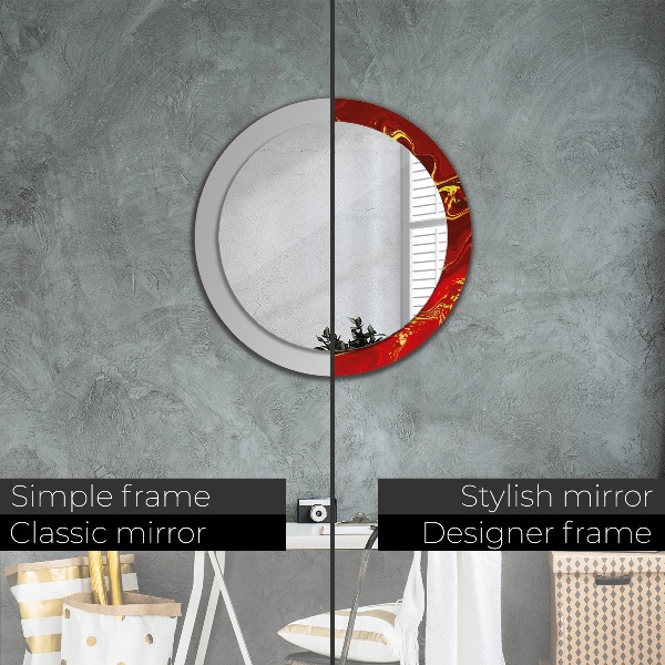 Miroir rond imprimé Marbre rouge