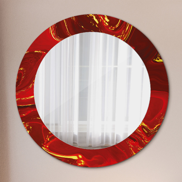Miroir rond imprimé Marbre rouge