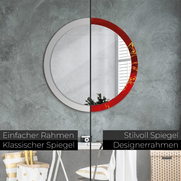 Miroir rond imprimé Marbre rouge
