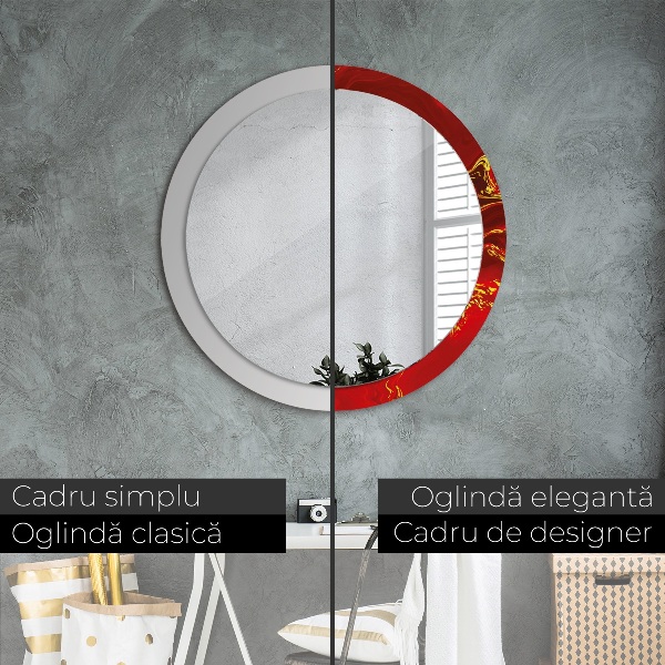 Miroir rond imprimé Marbre rouge
