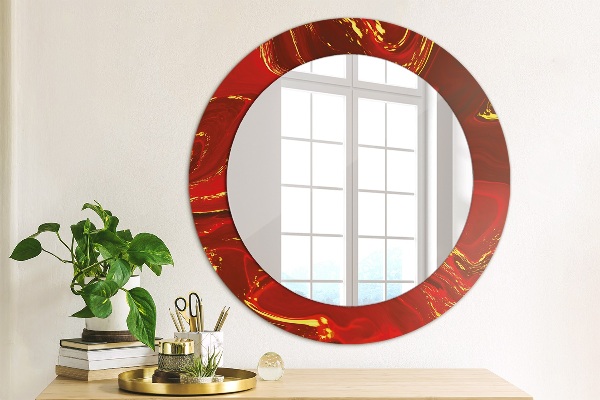 Miroir rond imprimé Marbre rouge