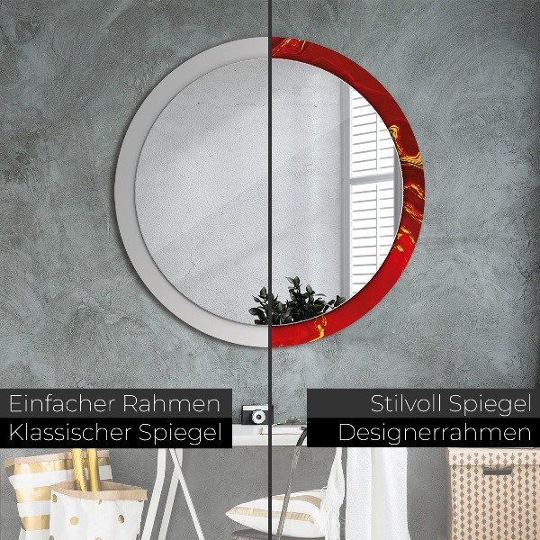 Miroir rond imprimé Marbre rouge