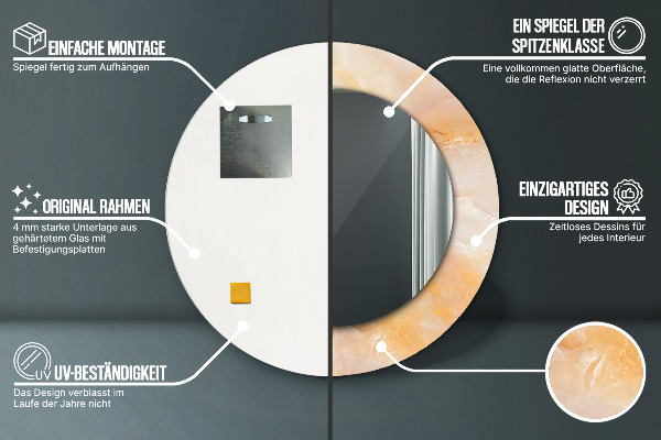 Miroir rond imprimé Marbre onyx