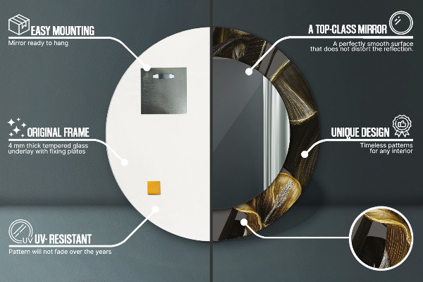 Miroir rond avec décoration Fleurs d'hibiscus