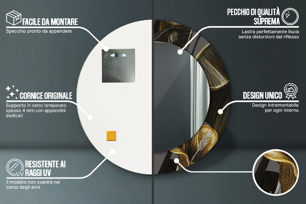 Miroir rond avec décoration Fleurs d'hibiscus