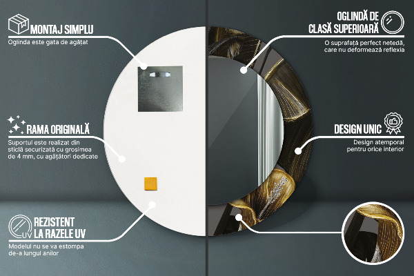 Miroir rond avec décoration Fleurs d'hibiscus