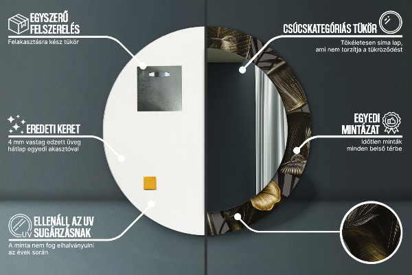 Miroir rond avec décoration Fleurs d'hibiscus