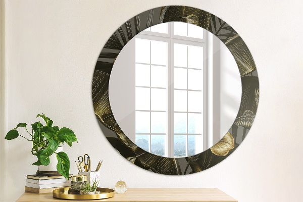 Miroir rond avec décoration Fleurs d'hibiscus
