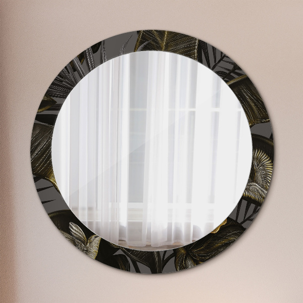 Miroir rond avec décoration Fleurs d'hibiscus