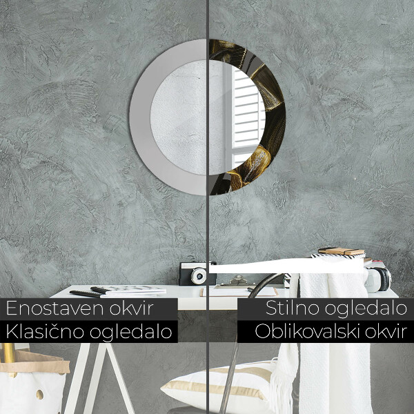 Miroir rond avec décoration Fleurs d'hibiscus