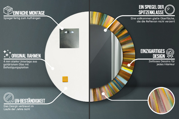 Miroir rond avec décoration Schéma radial abstrait